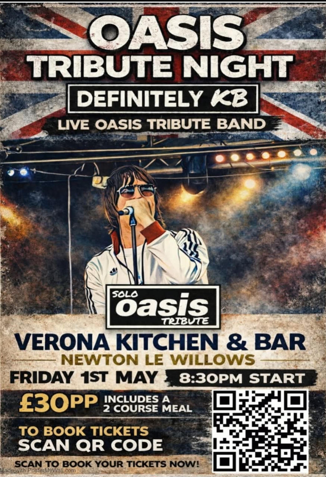 Oasis Tribute Night — Definitely KB live at Verona Kitchen & Bar, Friday 1st May
