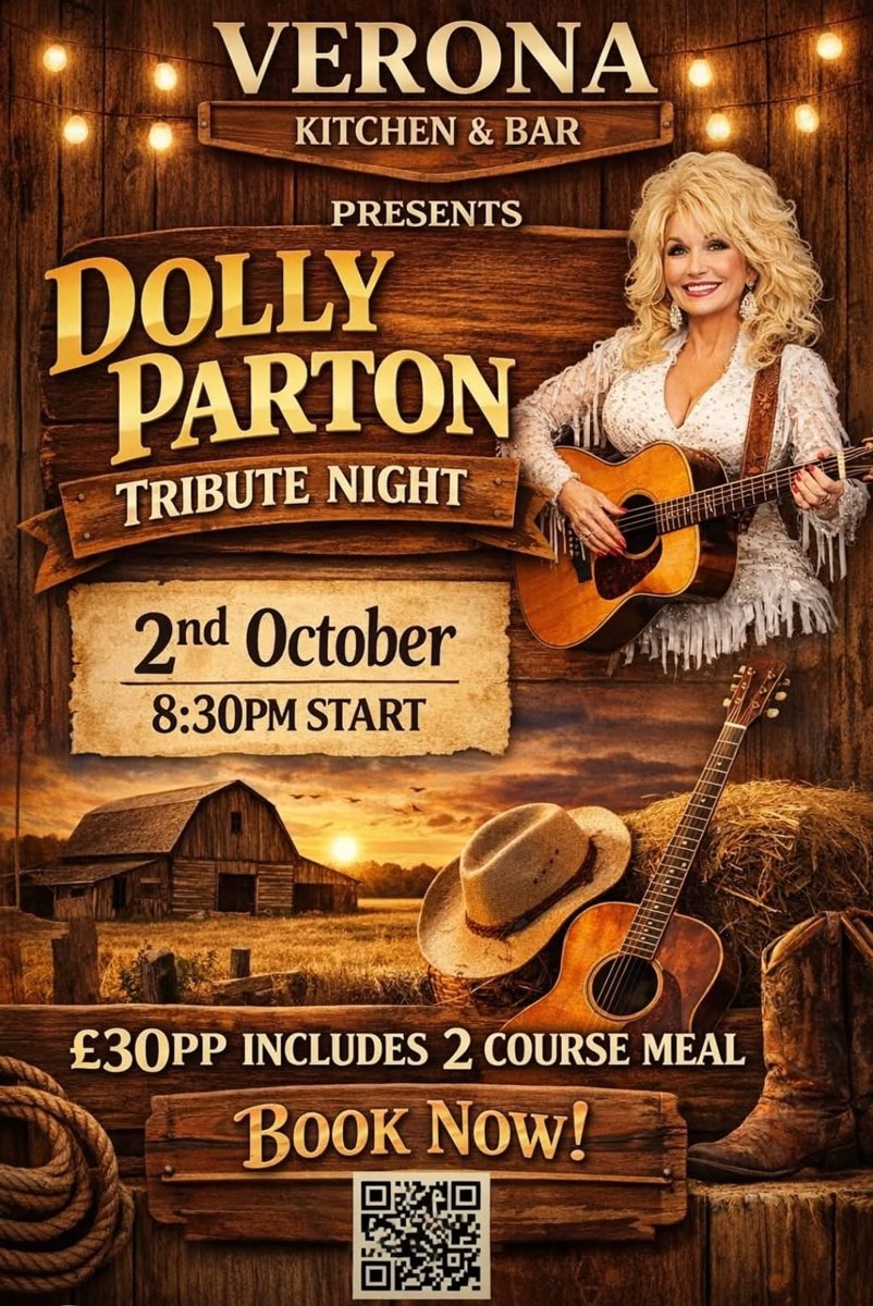 Dolly Parton Tribute Night at Verona Kitchen & Bar, Friday 2nd October 2026