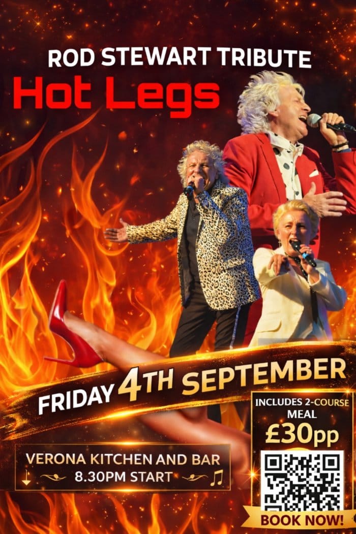 Hot Legs — The Ultimate Rod Stewart Tribute at Verona Kitchen & Bar, Friday 4th September 2026